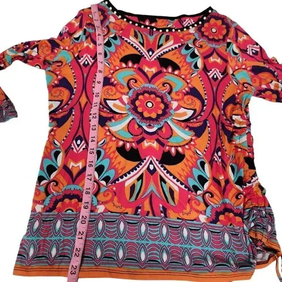 Ruby Rd Petite Ruched Boho Top - Picture 5 of 7